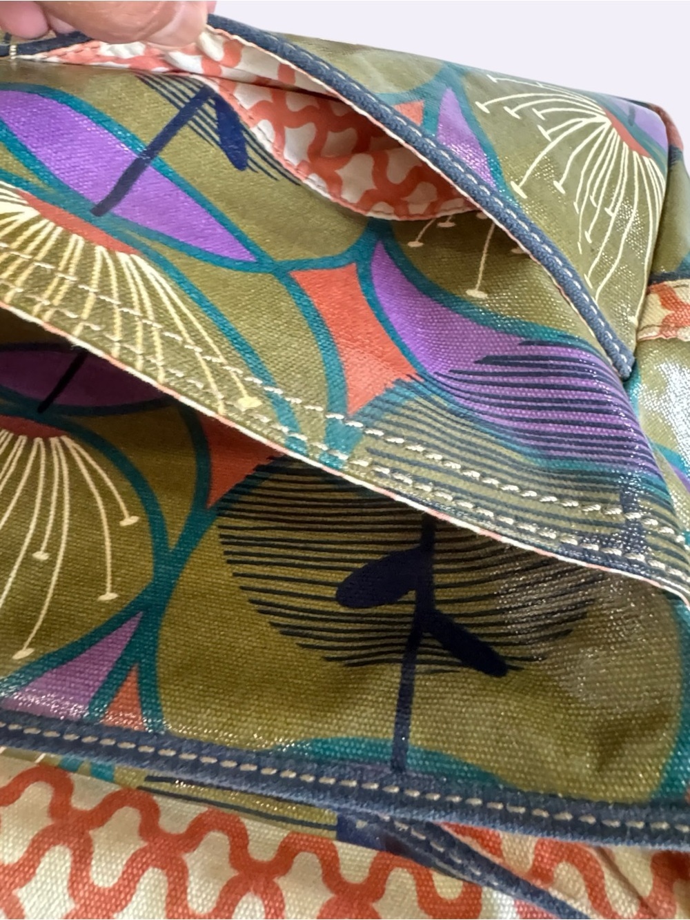 Fossil Floral Coated Canvas Messenger Bag Boho Retro Print Shoulder Purse - Picture 13 of 16